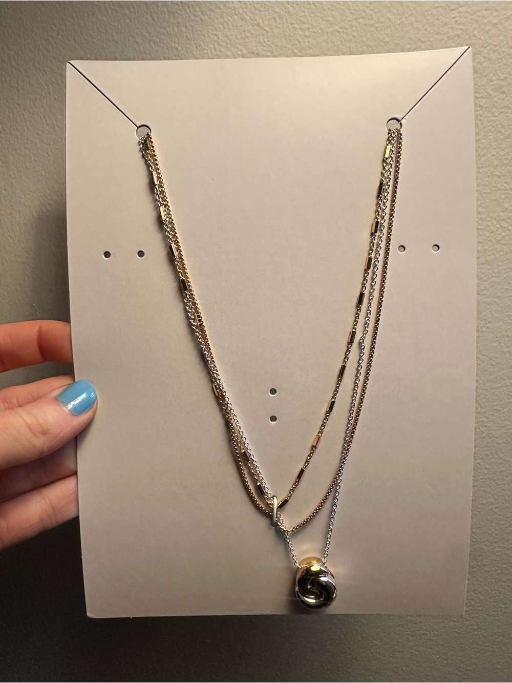 Two-Tone Gold & Silver Swirl Pendant 3 Piece Necklace Set - Picture 2 of 3